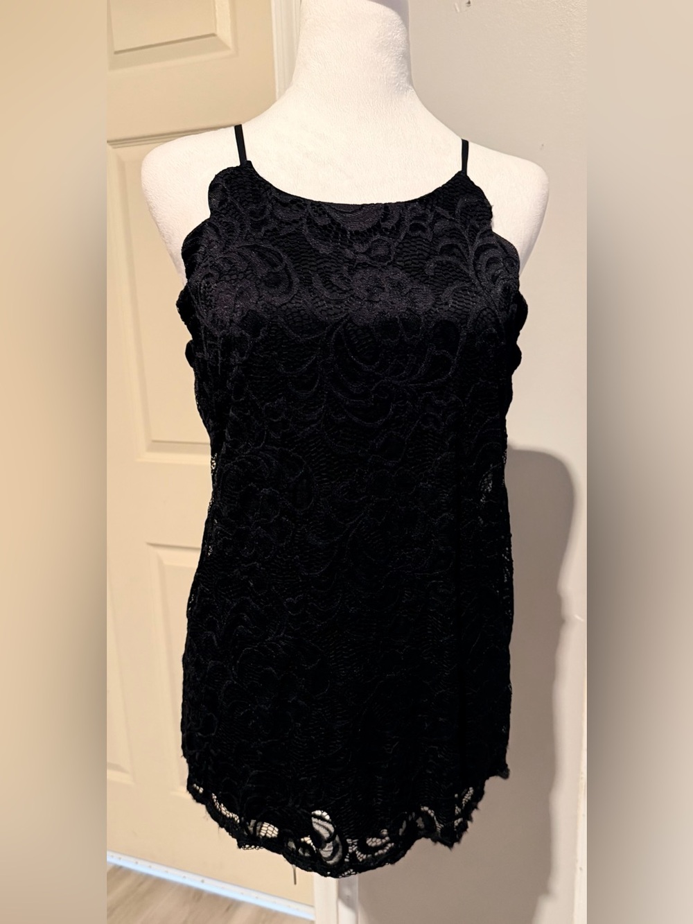 Black Lace Spaghetti Strap Top